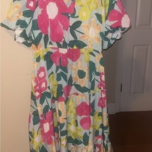 Umgee Floral Dress with Pink and Yellow